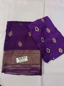 royal purple silk saree with rich pallu