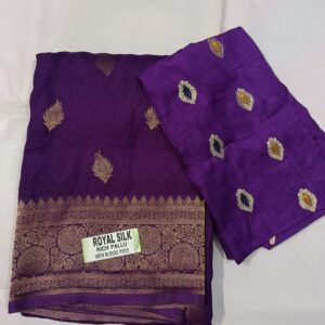 royal purple silk saree with rich pallu