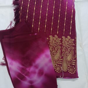 wine purple embroidered saree with matching blouse