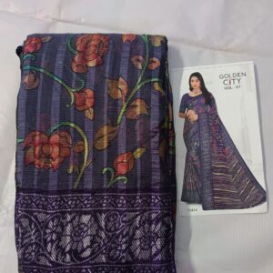 elegant dark floral printed saree