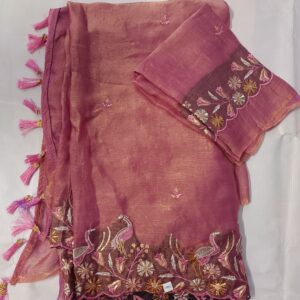 premium organza silk saree with handwork border