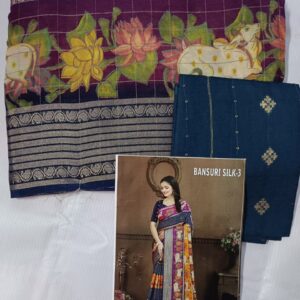 bansuri silk printed saree with artistic pallu