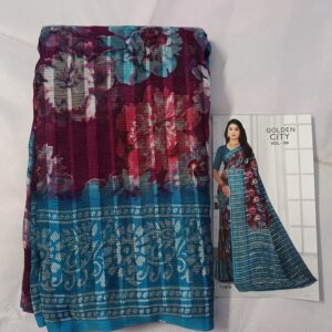 stylish floral printed saree with elegant border